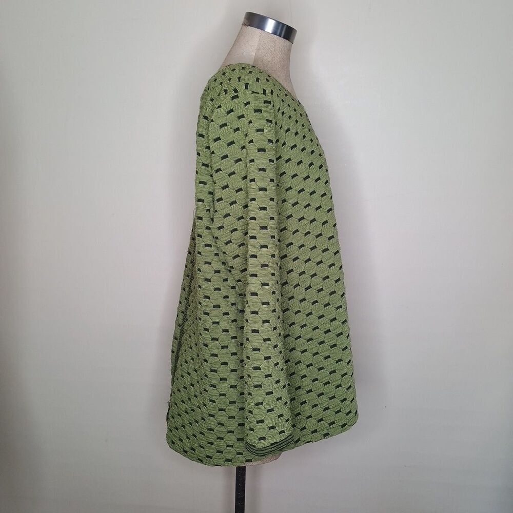 Habitat Top Womens Sz XL Green Black Geometric Textured Stretchy Casual - Picture 2 of 10